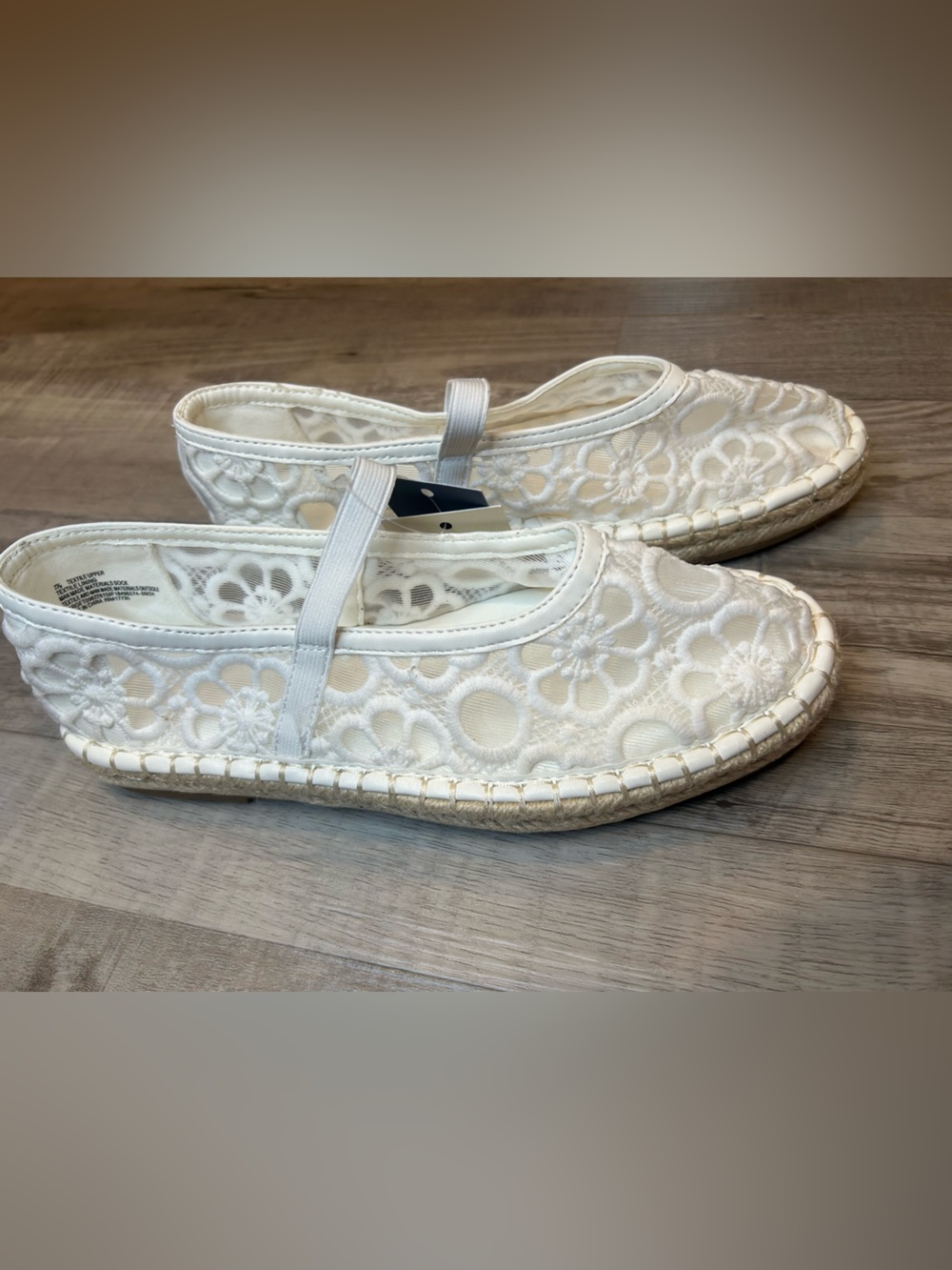 Women's Celia Floral Lace Mary Jane Espadrille Boho Flat Shoes White